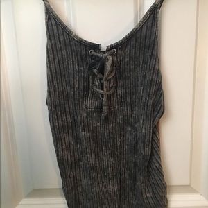 Grey Ribbed Tank Top